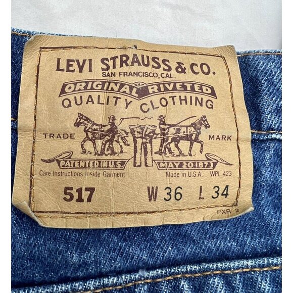 Vtg Levis 517 0217 Orange Tab Jeans 36x34 actual 34x32 dark straight leg mens - Picture 10 of 12
